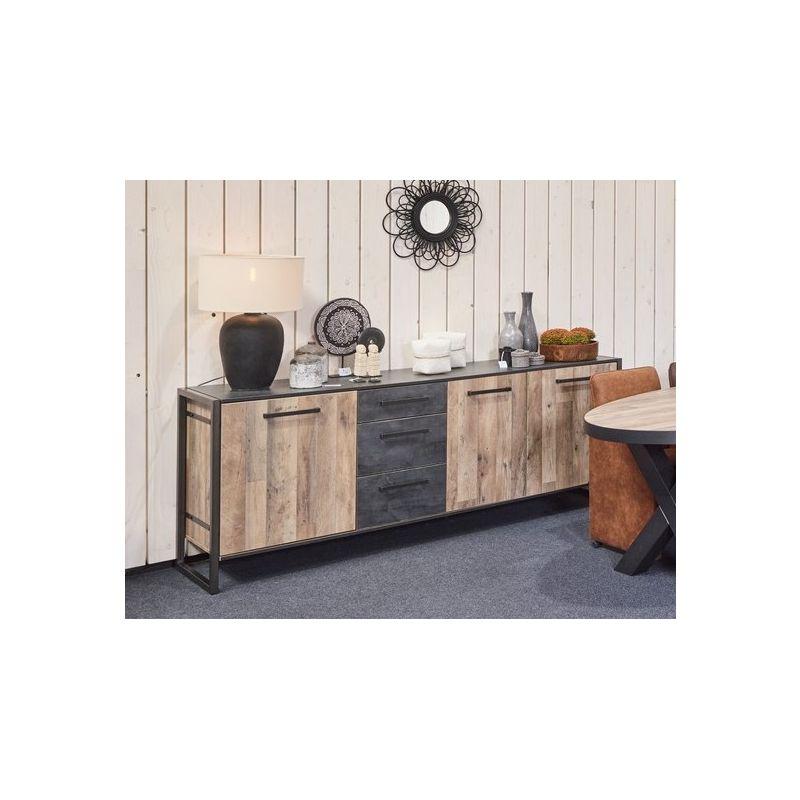 Meubar - Buffet Samir - DR6 - K631 - Aspect parquet - 253x87x50cm