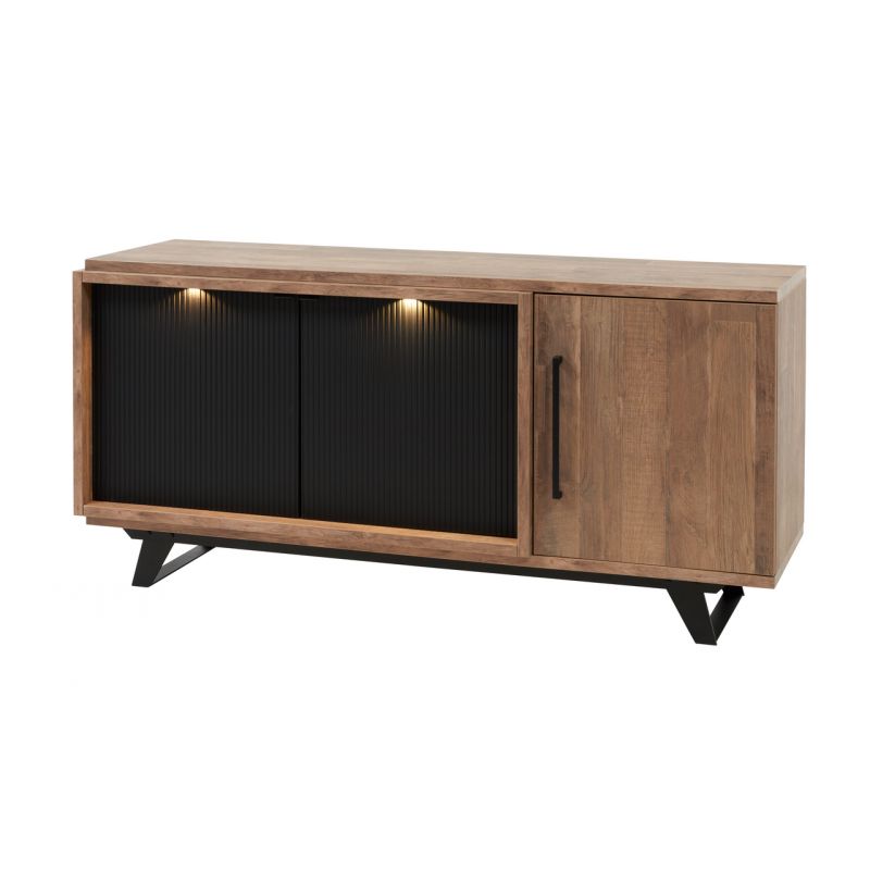 Meubar - Buffet Trentino - DR9 - K671 - Chêne Foncé/Noir - 175x82x50cm