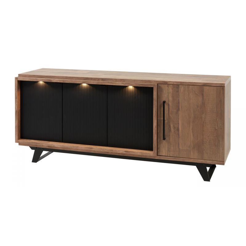 Meubar - Buffet Trentino - DR8 - K671 - Chêne Foncé/Noir - 192x82x50cm