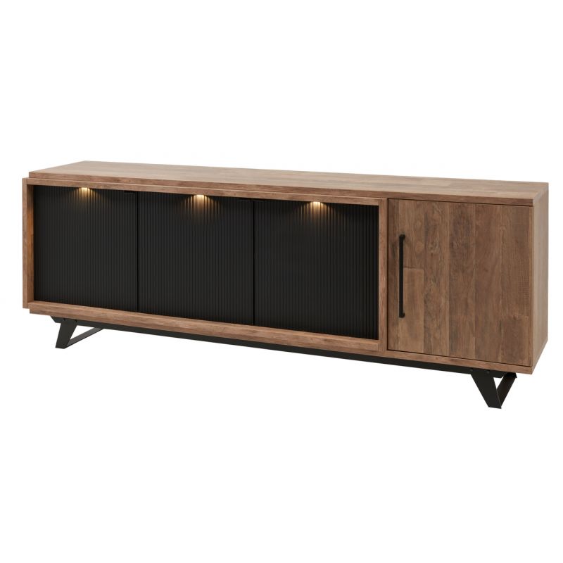 Meubar - Buffet Trentino - DR6 - K671 - Chêne Foncé/Noir - 231x82x50cm