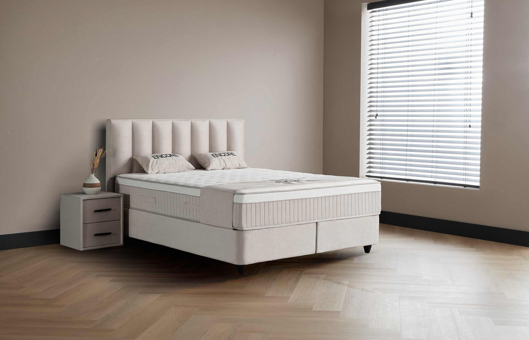 BSP - Boxspring More - Stof - Beige - 140x110x200cm