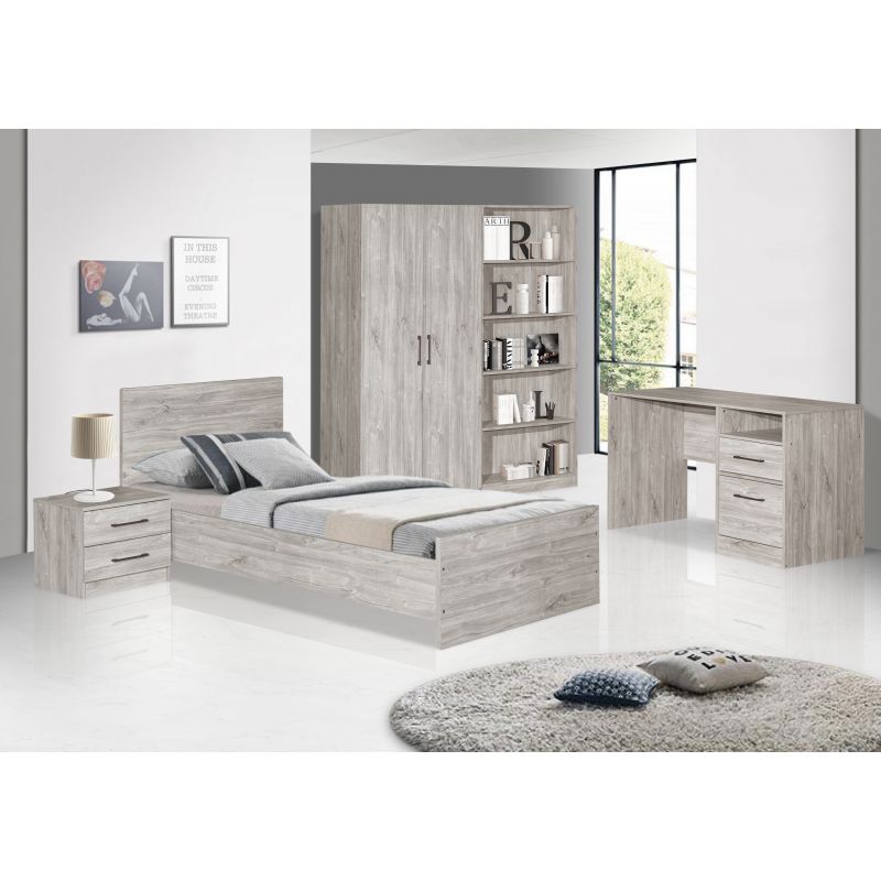 Chambre jeunesse Malli - 3 pièces - Chêne Gris