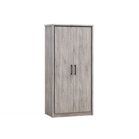 TYC - Armoire Olympia - 2 portes tournantes - Chêne Gris - 100x208x55cm