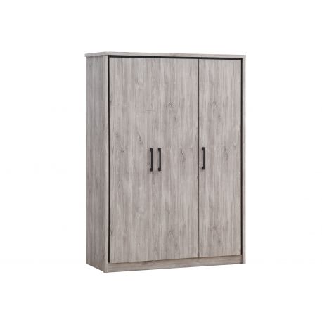 TYC - Armoire Olympia - 3 portes battantes - Chêne Gris - 150x208x55cm