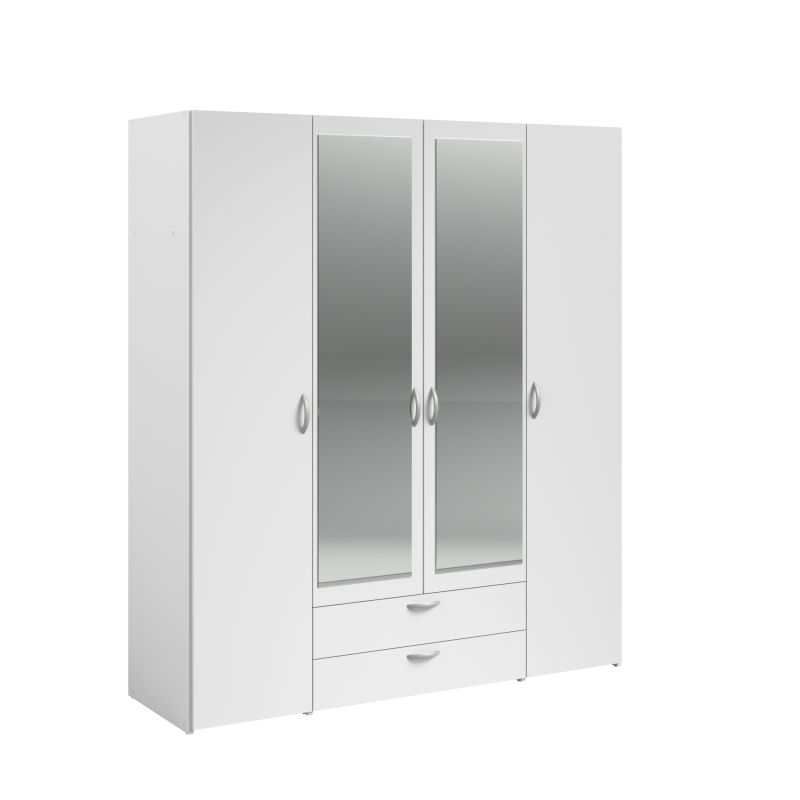 Armoire Daily - 4 Portes Battantes - Blanc - 160x185x51cm