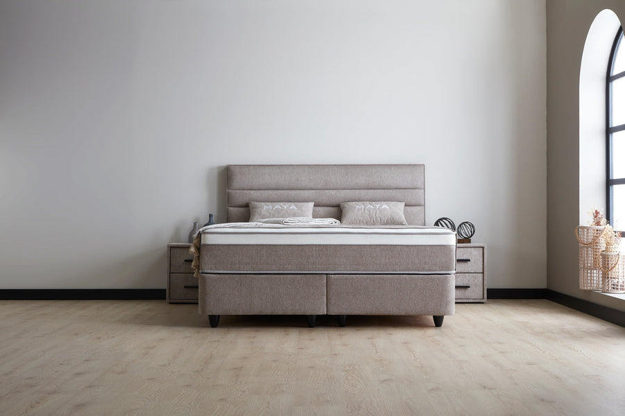 BSP - Boxspring Maja - Stof - Taupe - 180x110x200cm