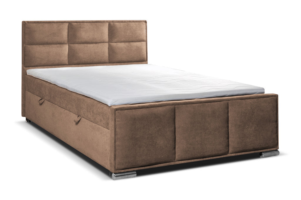 2BM –  Boxspring Miranda – Espace de rangement - Taupe – Velours – 160x114x200cm