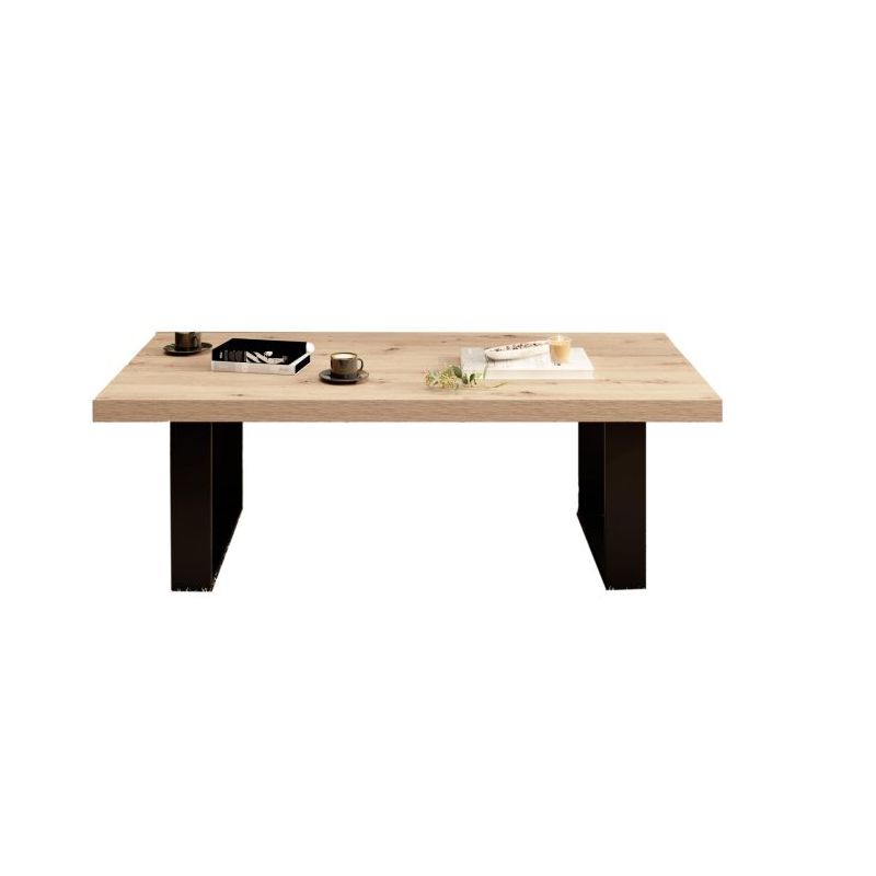 Table basse Dijon - Chêne clair - Pieds en U - 135x45x70cm