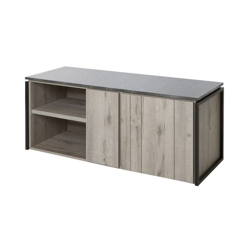 Meubar - Meuble TV kora - TV6 - K599 - Chêne Excalibur/Aspect Marbre - 135x56x50cm