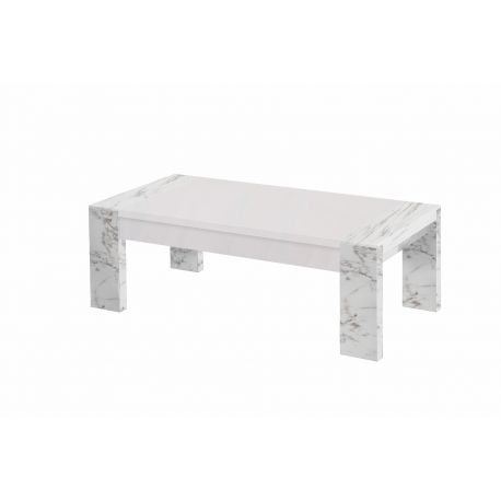 Table basse Vittoria - Brillant - Blanc/Marbre - 130x42x66cm