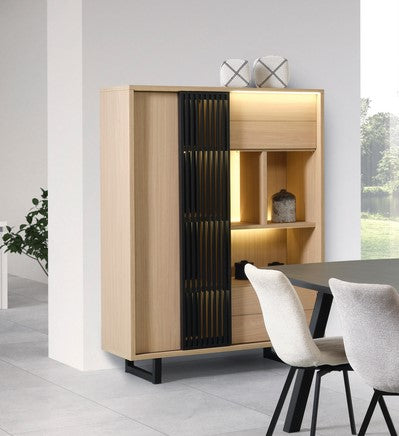 Evan - Barkast Volterra - BAR1 - K727 - Elegante eik/Zwart - 124x172x50cm