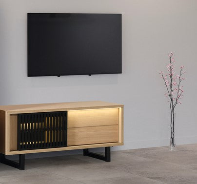 Evan - TV-Meubel Volterra - LB4 - K727 - Elegante eik/Zwart - 124x55x50cm