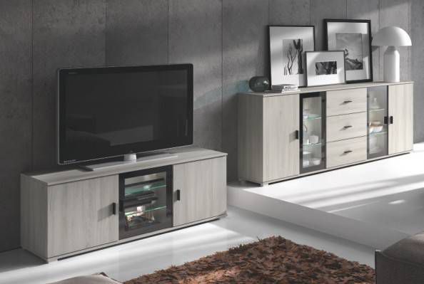 Image of JAD - TV-Meubel Michael - Grijze Eik - 140x52x45cm. Top design TV-meubel met leuke kleuraccenten.
<!---->...