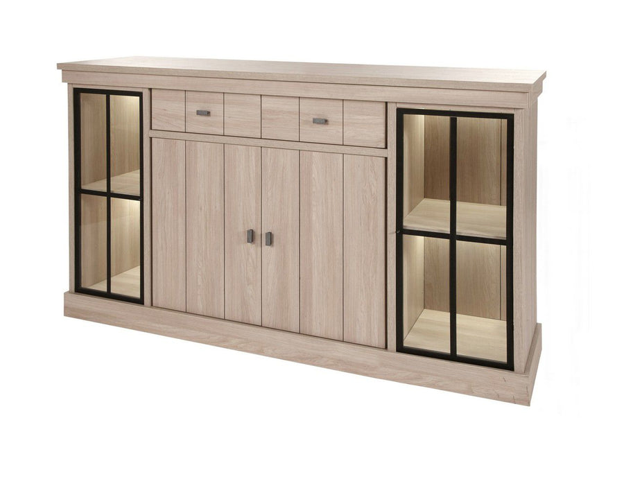 Image of Meubar - Dressoir Orange - HB8 - K595 -  Eik/Zwart - 197x110x50cm. <table border="0" width="401" cellspacing="0" cellpadding="0">
<colgroup>
<col span="4" width="64">
...