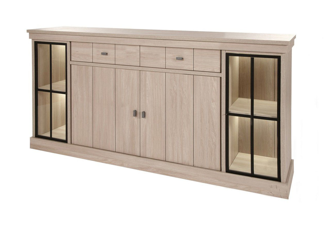 Image of Meubar - Dressoir Orange - HB7 - K595 -  Eik/Zwart - 216x111x50cm. Verlichting inbegrepen.
<!---->...