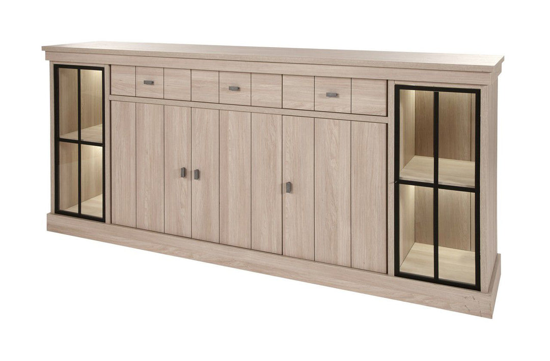 Image of Meubar - Dressoir Orange - HB6 - K595 - Eik/Zwart - 249x111x50cm. Verlichting inbegrepen.
<!---->...