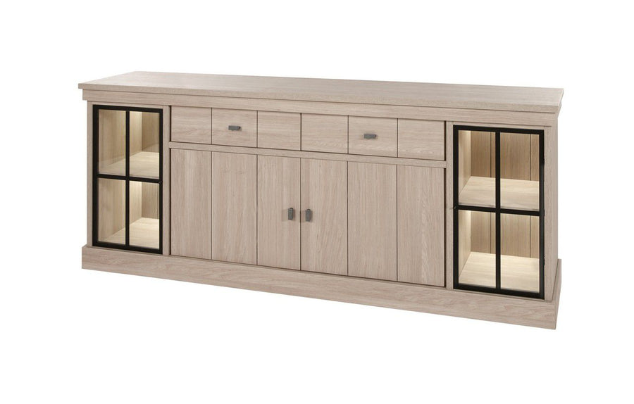 Image of Meubar - Dressoir Orange - DR7 - K595 - Eik/Zwart - 216x90x50cm. <table border="0" width="401" cellspacing="0" cellpadding="0">
<colgroup>
<col span="4" width="64">
...