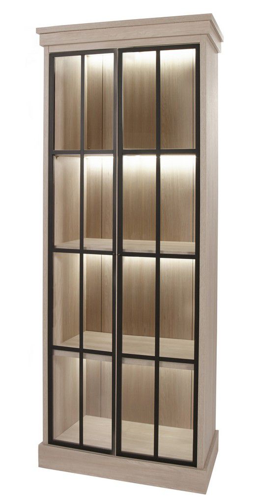 Image of Meubar - Vitrine Orange - V8 - K595 - Eik/Zwart - 86x209x50cm. Verlichting inbegrepen....