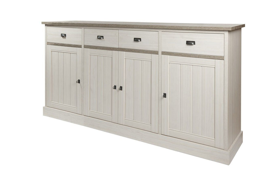 Image of Meubar - Dressoir York - HB2 - Lariks/Krystal Eik - Twee kleuren - 215x111x50cm. <ul>
<li>Landelijke barkast in tweekleurig decor Lariks + Kristal eik licht bruin of in een kleur Kr...