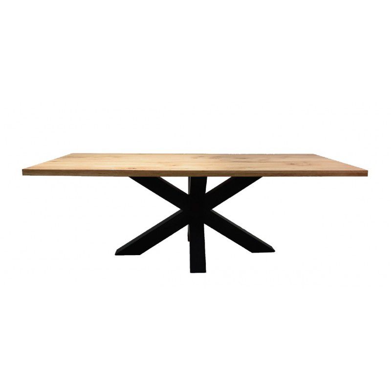 Image of IFE - Eettafel Charles - Ster-poot - Massief - Donkere Eik/Zwart - 240x77x100cm. Eettafel vervaardigd in massieve eik met een zwart stalen onderstel.Deze tafel heeft een e...