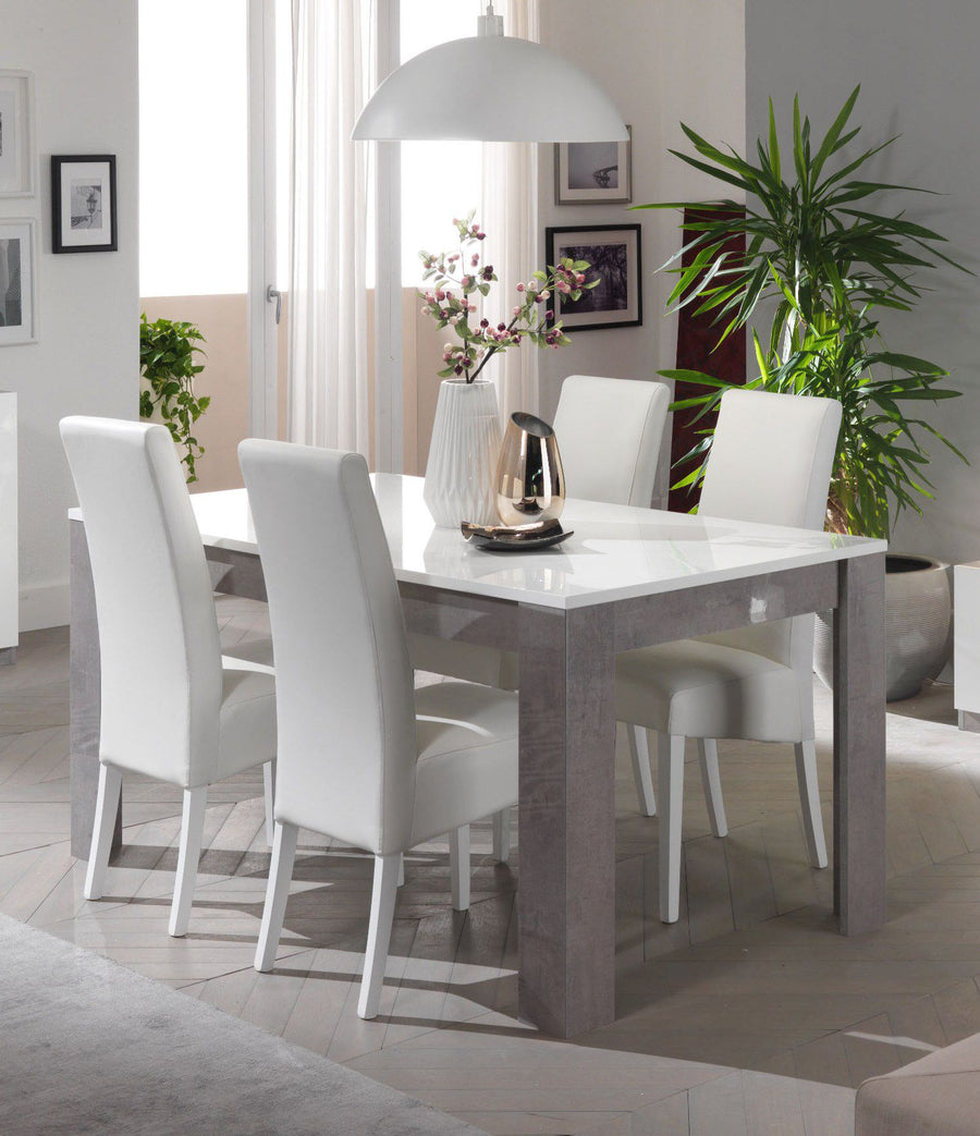 Image of MLM - Eettafel Greta - Hoogglans - Beton/Wit - 160x77x90cm. <!---->...