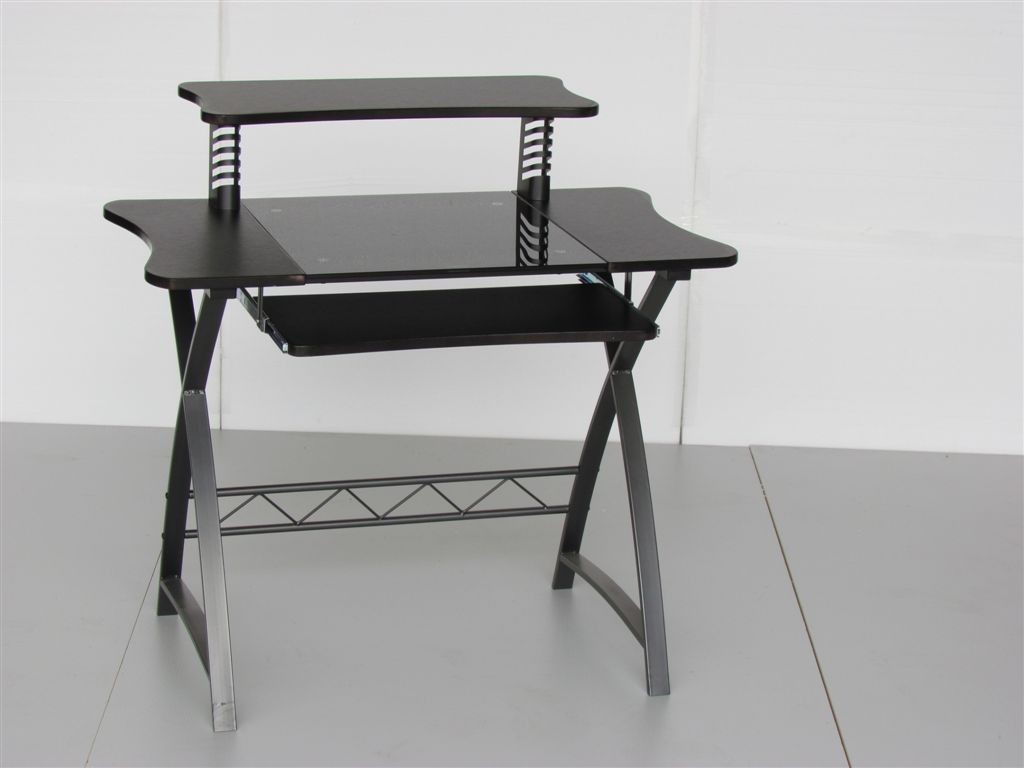 Image of Bureau Dark - Zwart - 90x100x53cm. Moderne multifunctionele bureau met klavierblad en opbergruimte <br>Zeer trendy uitvoering in zwa...