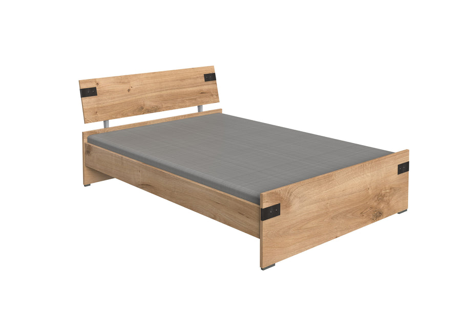 Image of Wimex - Twepeersoonsbed Liverpool - Donkere Eik - 140x85x200cm. Stoer bed 2 persoons in dekor stijgereik/graphite; <br>Uw kind of tiener zal met dit mooi bed van...